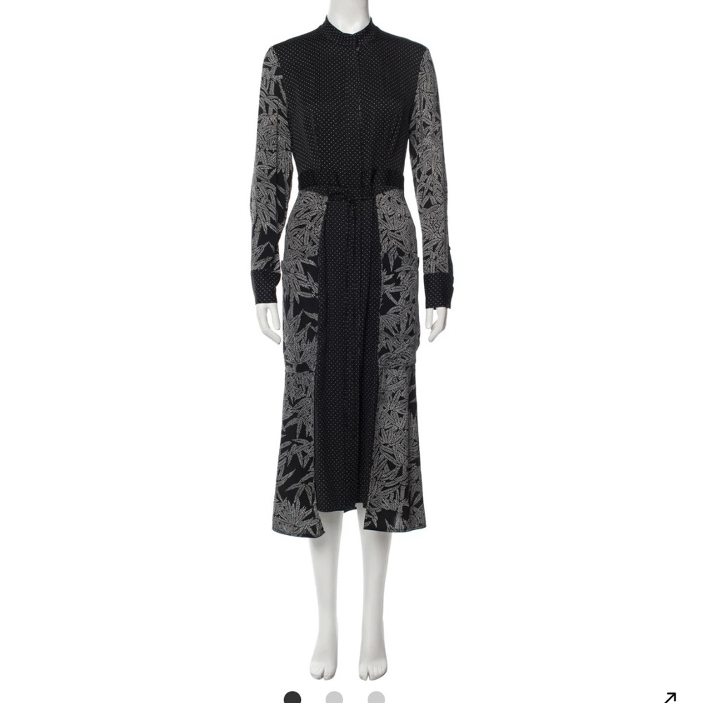 Diane Von Furstenberg Silk Black and Gray Long Dress size 10